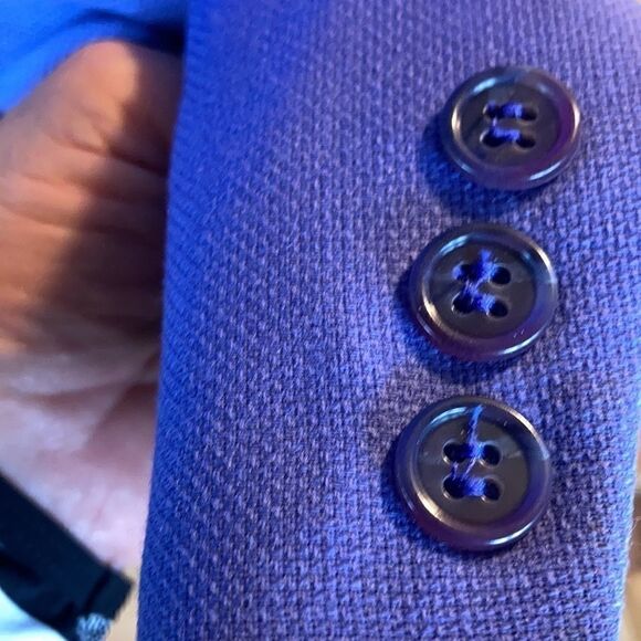 LAGO maggiore Sharp Shoulder Blazer wool cornflower blue blazer 44R - Picture 4 of 16